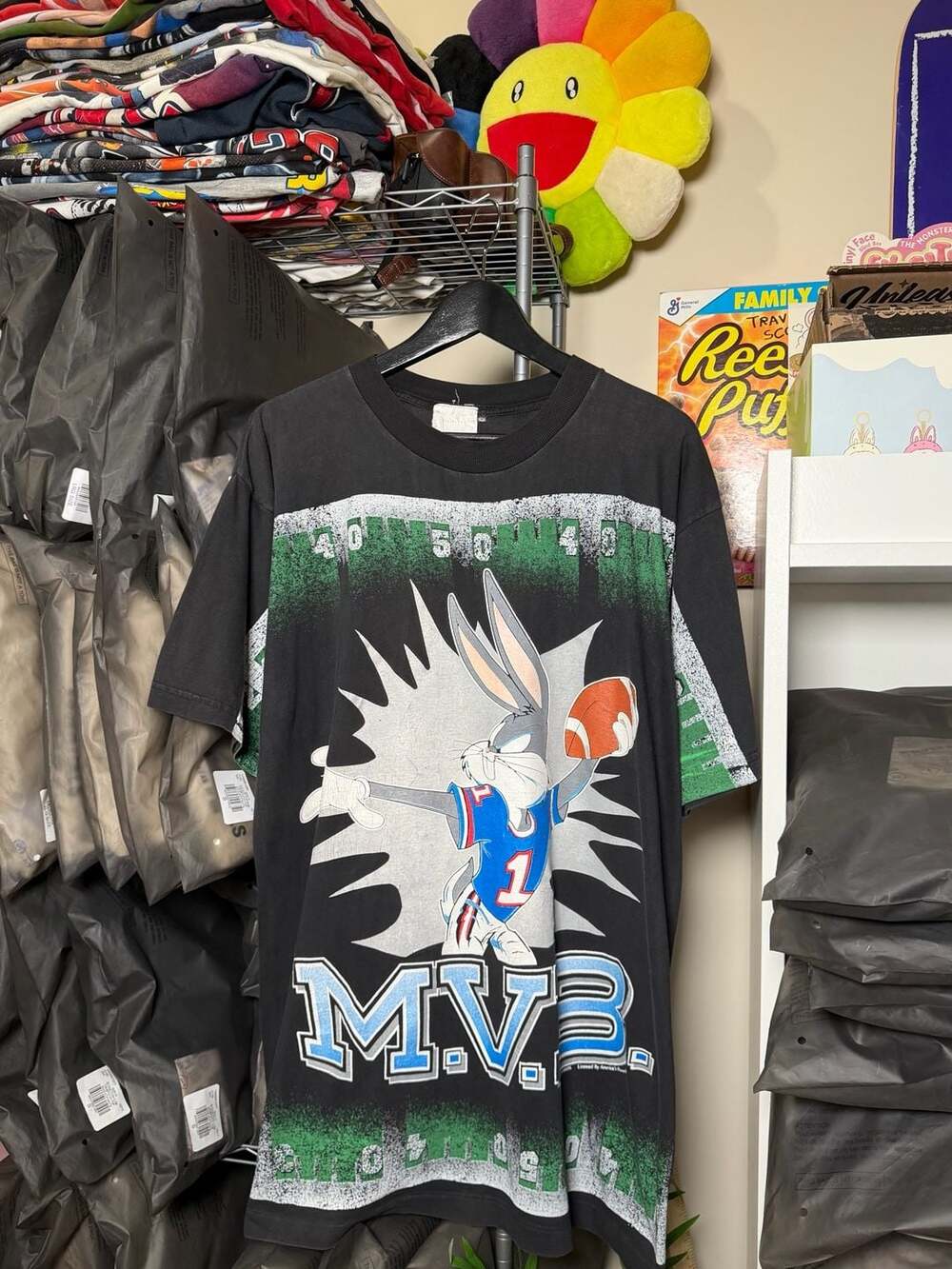 Vintage 1993 Bugs Bunny 'M.V.B.' Football AOP
